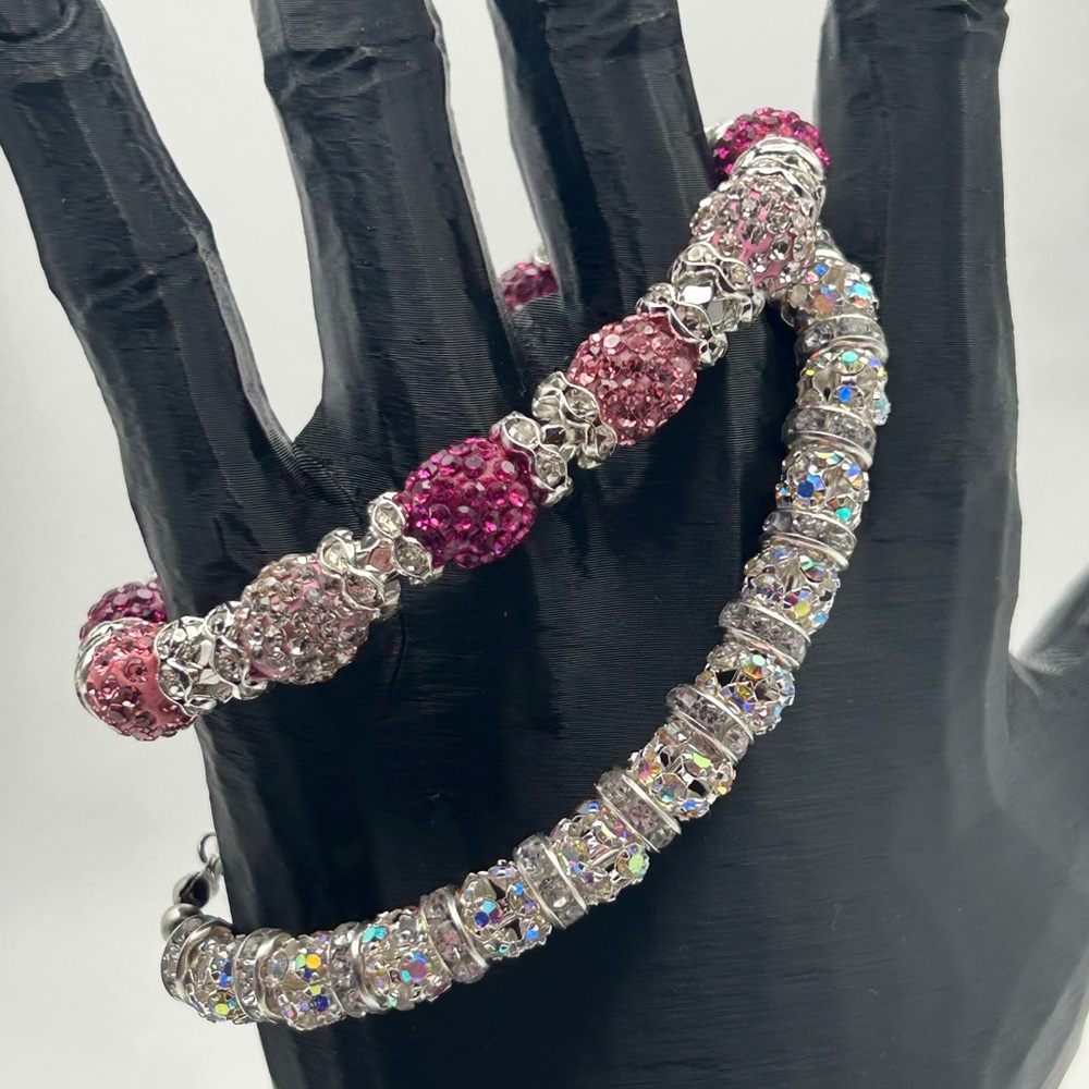 Sparkling Pink Pavé & Crystal Stretch Bracelet Set
(231)